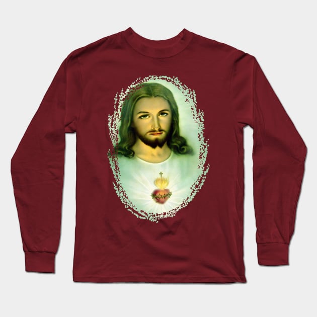 Sacred Heart of Jesus St Margaret Mary Alacoque & Faustina 200 Long Sleeve T-Shirt by hispanicworld